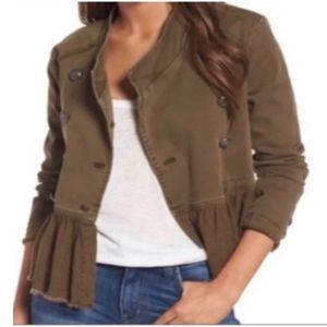 Free people ruffle hem military olive jacket
